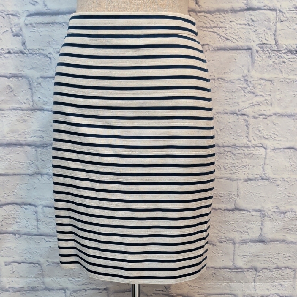 J. Crew Navy & White Striped Pencil Skirt NWOT - Size 0